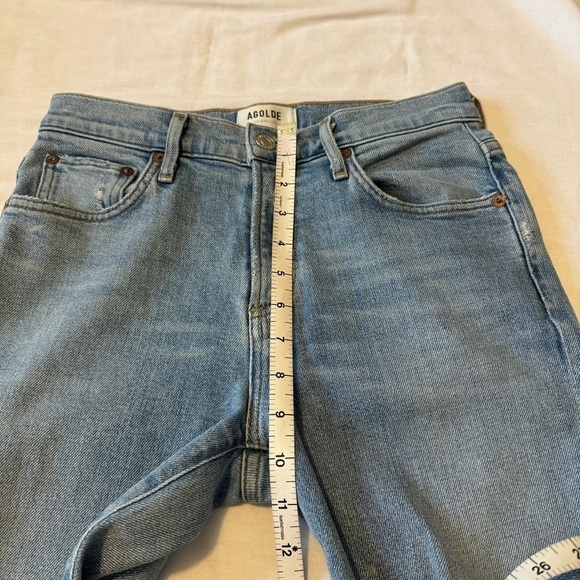Agolde 24 Straight Leg Distressed High Waist Jeans - Picture 5 of 8